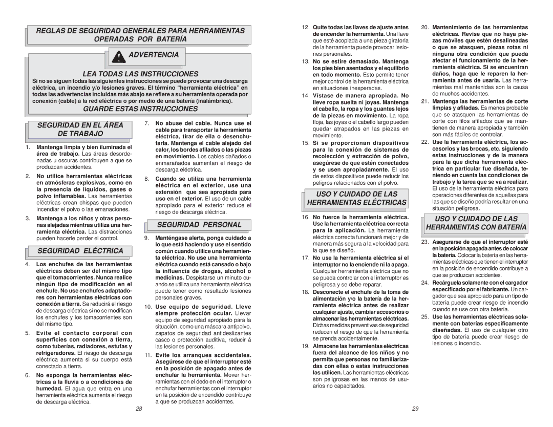 Milwaukee 0615-20 Guarde Estas Instrucciones, Seguridad EN EL Área DE Trabajo, Seguridad Eléctrica, Seguridad Personal 