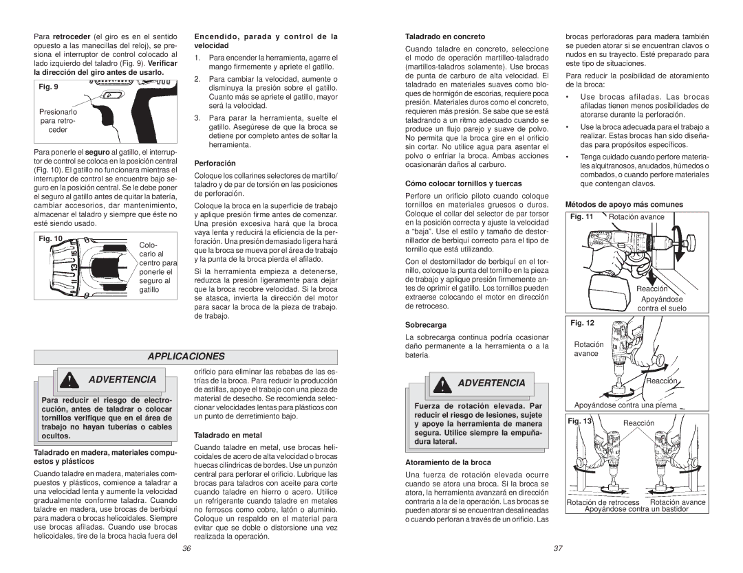 Milwaukee 0615-20 manual Applicaciones 