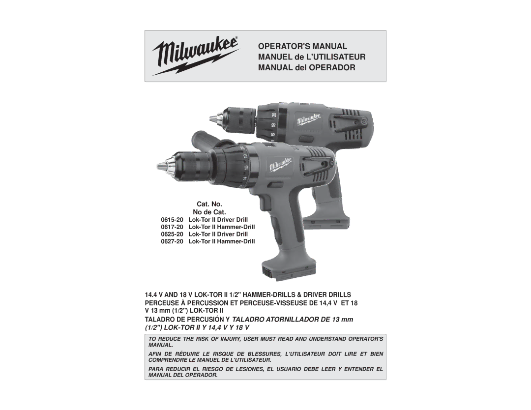 Milwaukee 0627-20 manual Operators Manual 