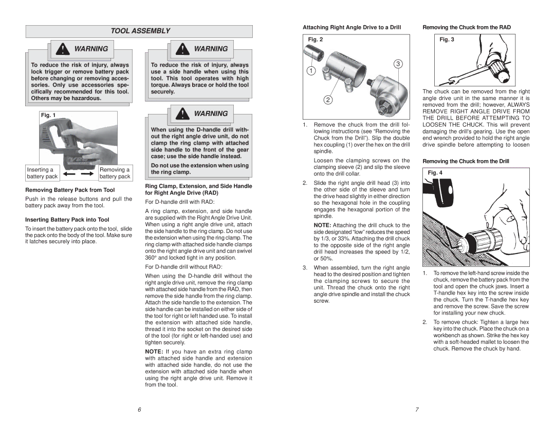 Milwaukee 0721-20 Tool Assembly, Do not use the extension when using the ring clamp, Inserting Battery Pack into Tool 