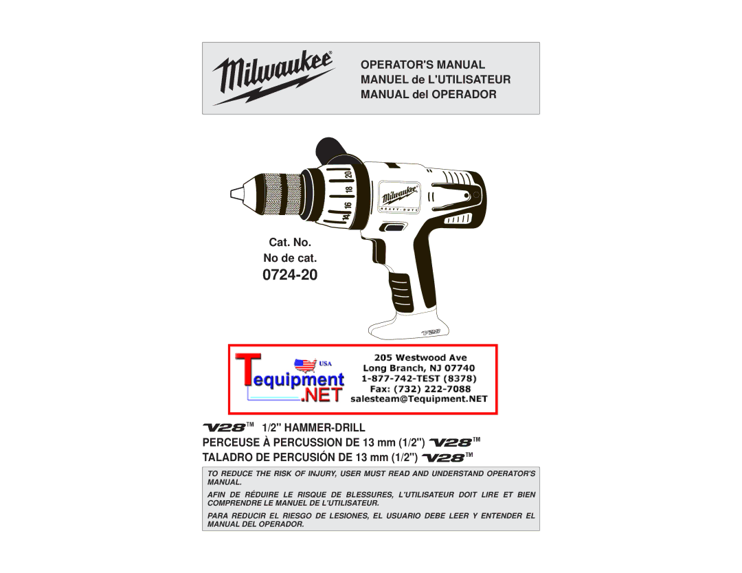 Milwaukee 0724-20 manual 