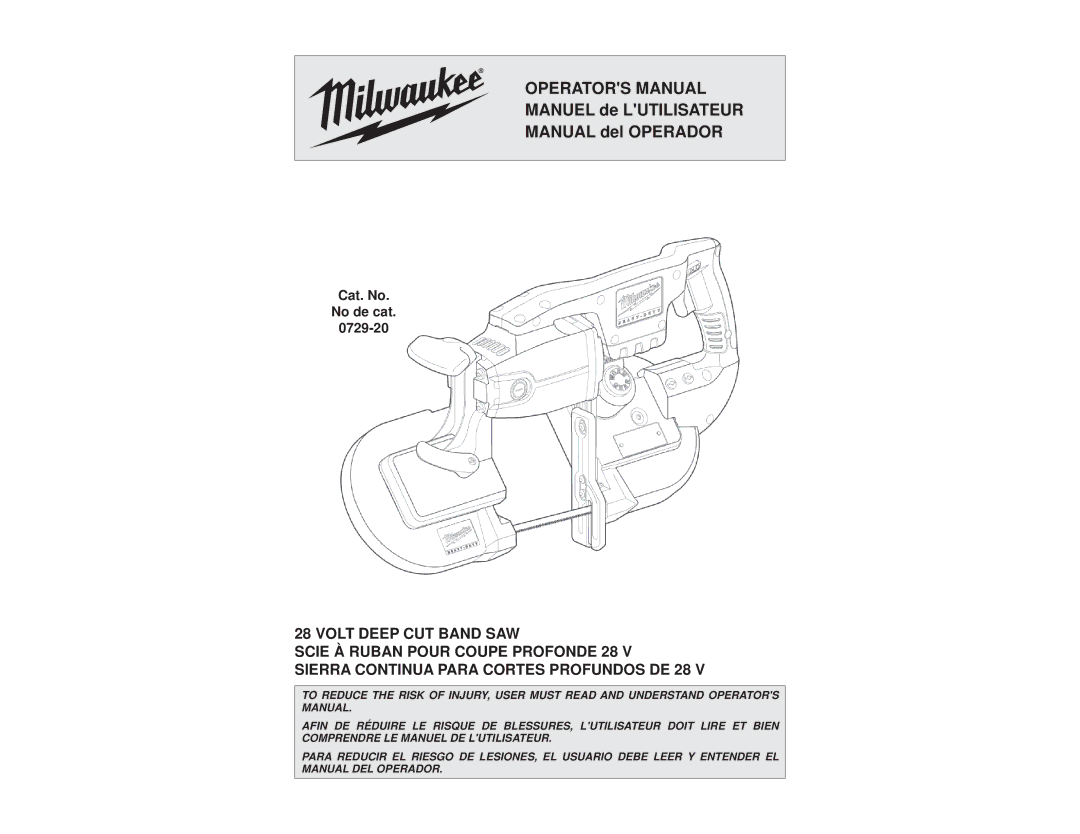 Milwaukee 0729-20 manual Operators Manual 