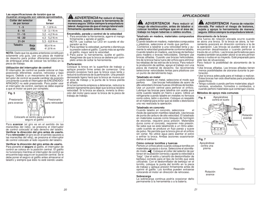 Milwaukee 0756-20 manual Applicaciones 