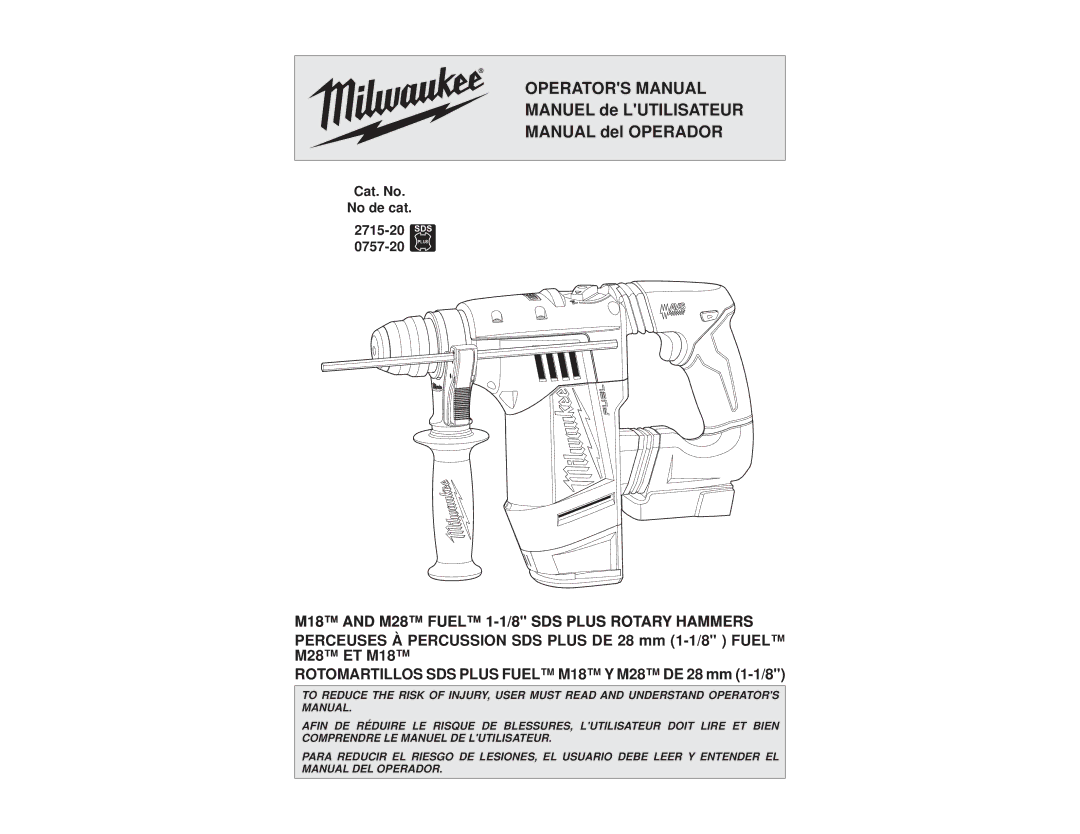 Milwaukee 2715-20, 0757-20 manual Operators Manual 