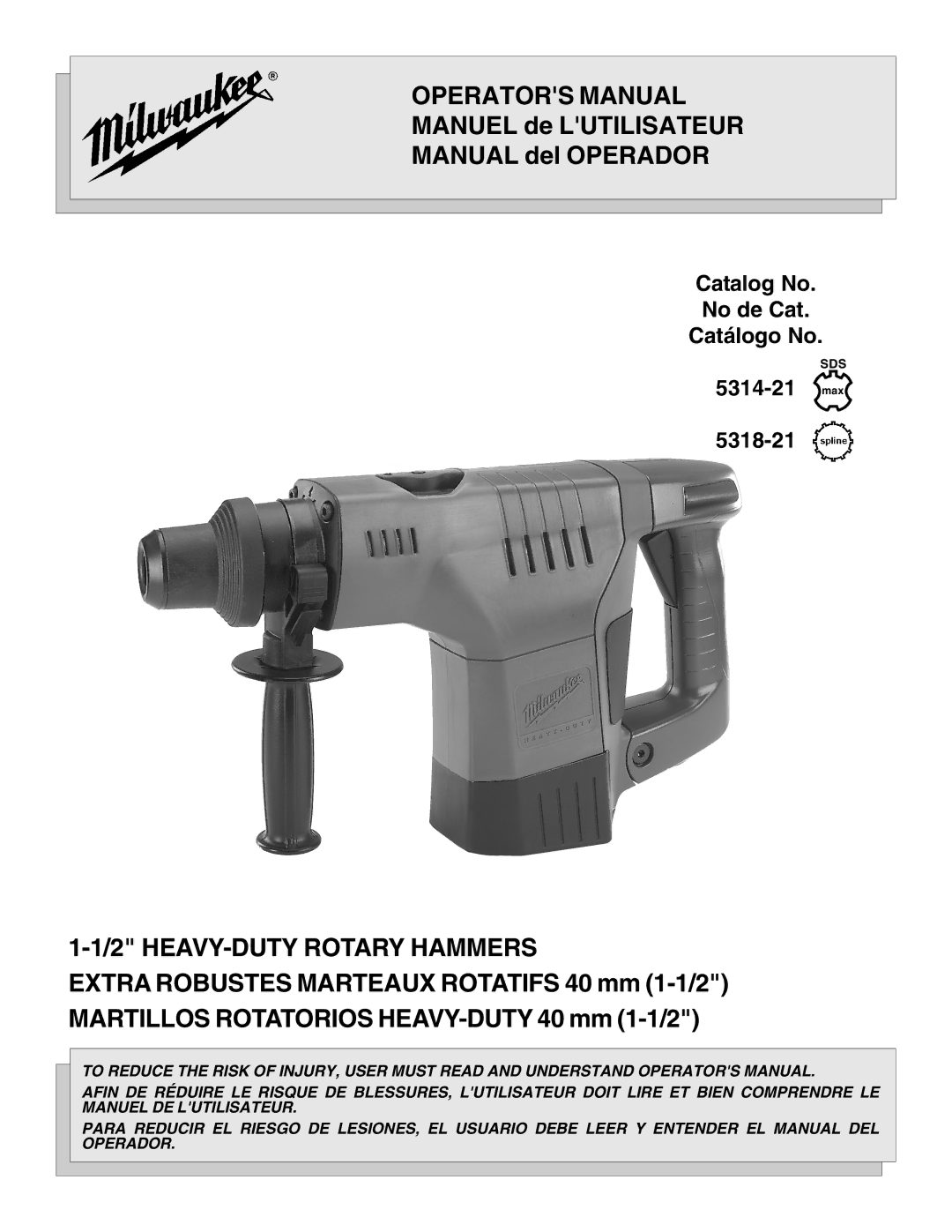 Milwaukee 1-1/2 manual Operators Manual 