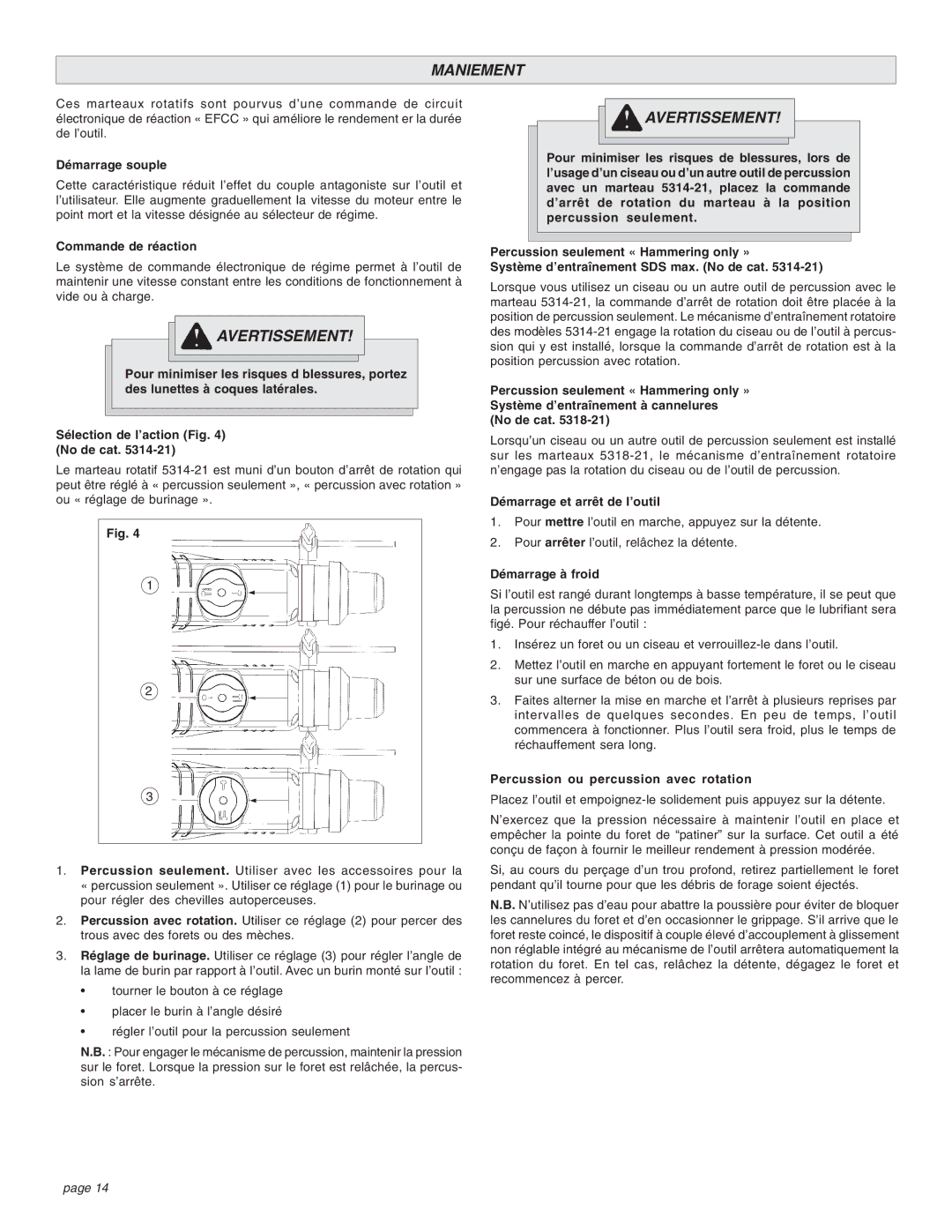 Milwaukee 1-1/2 manual Maniement 