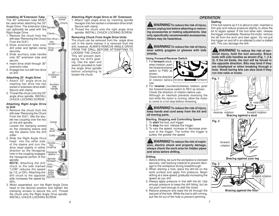 Milwaukee 1107-6 manual Operation 