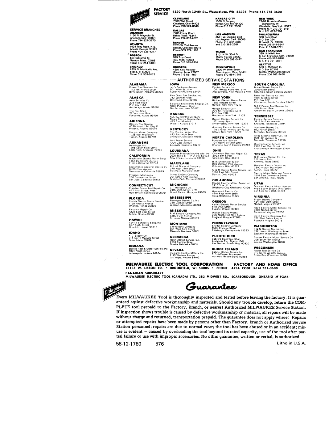 Milwaukee 1/1/1670 manual 