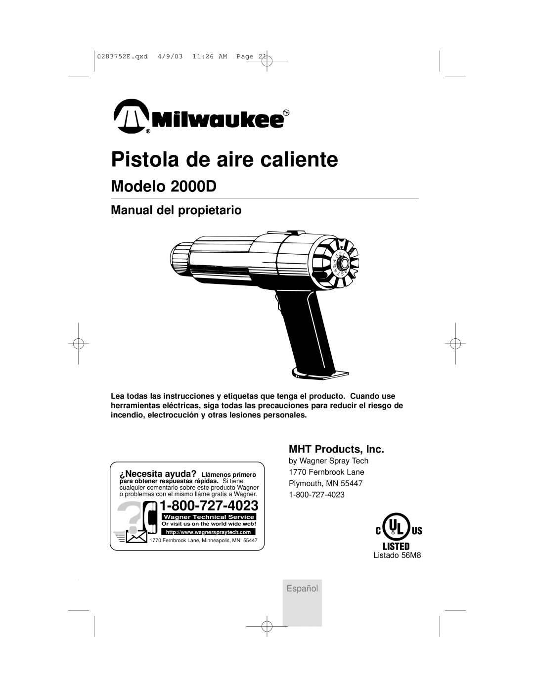 Milwaukee 2000D owner manual Pistola de aire caliente 