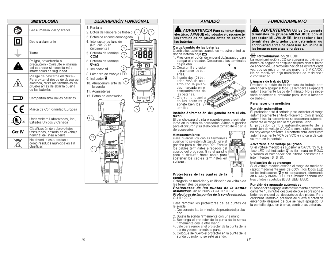 Milwaukee 2212-20 manual Simbología, Descripción Funcional, Armado, Funcionamiento 