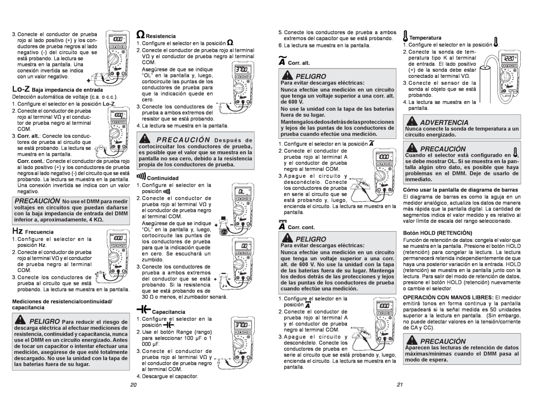 Milwaukee 2217-20 manual Peligro, Advertencia, Precaución 