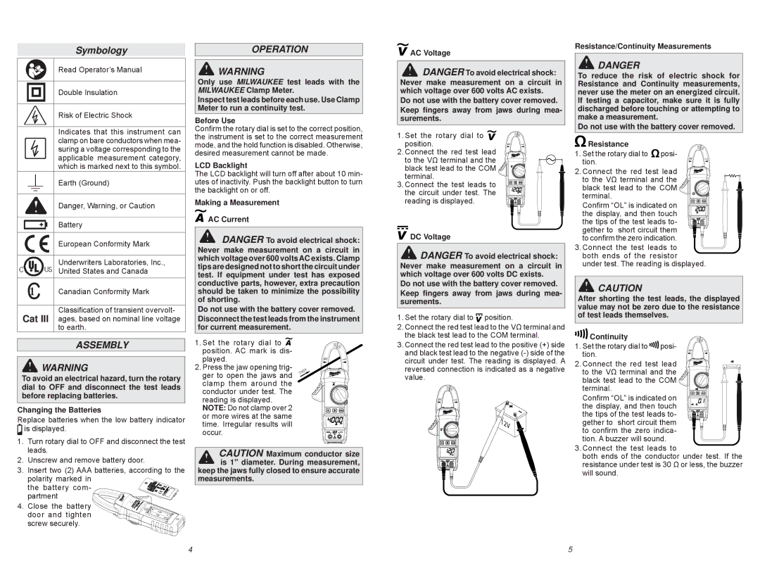 Milwaukee 2235-20 manual Symbology, Assembly, Operation 