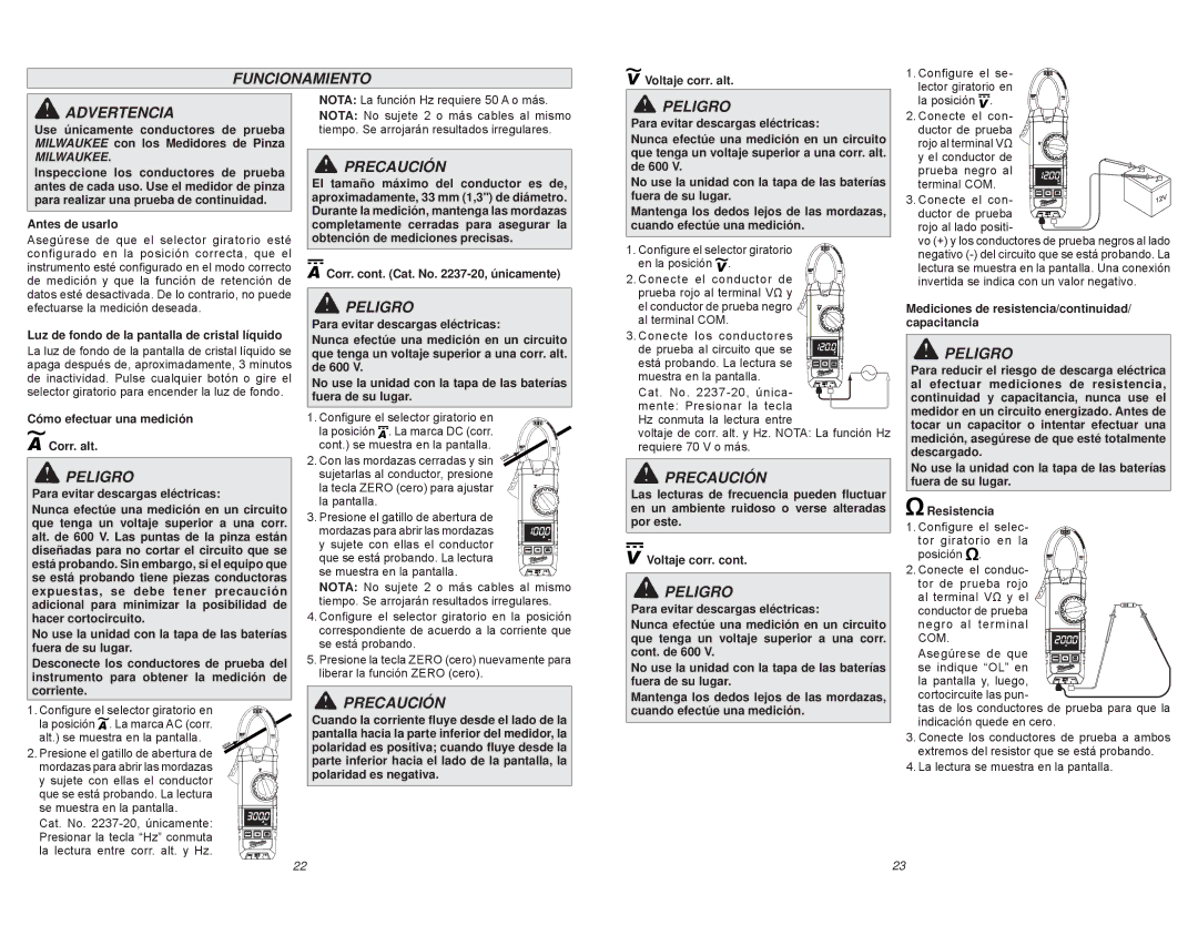 Milwaukee 2237-20, 2236-20 manual Funcionamiento 