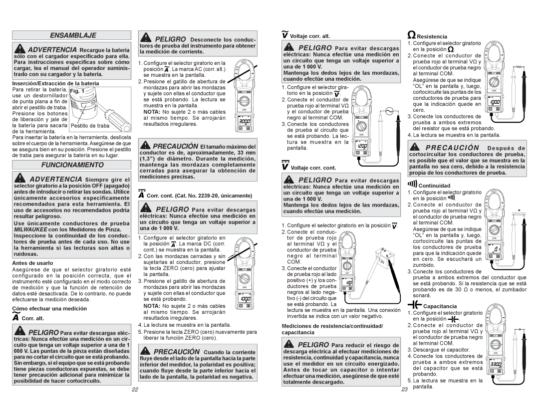 Milwaukee 2239-20, 2238-20 manual Ensamblaje, Funcionamiento 