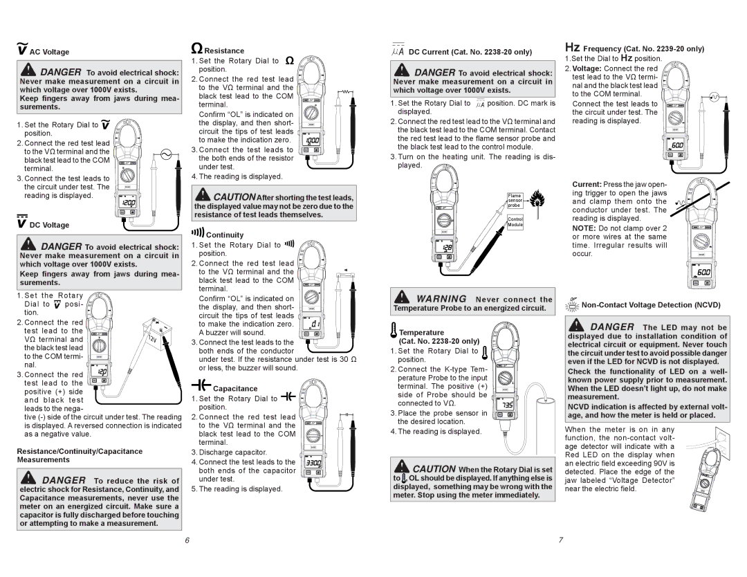 Milwaukee 2239-20, 2238-20 Played, DC Voltage, Continuity Set the Rotary Dial to, Tion, Non-Contact Voltage Detection Ncvd 