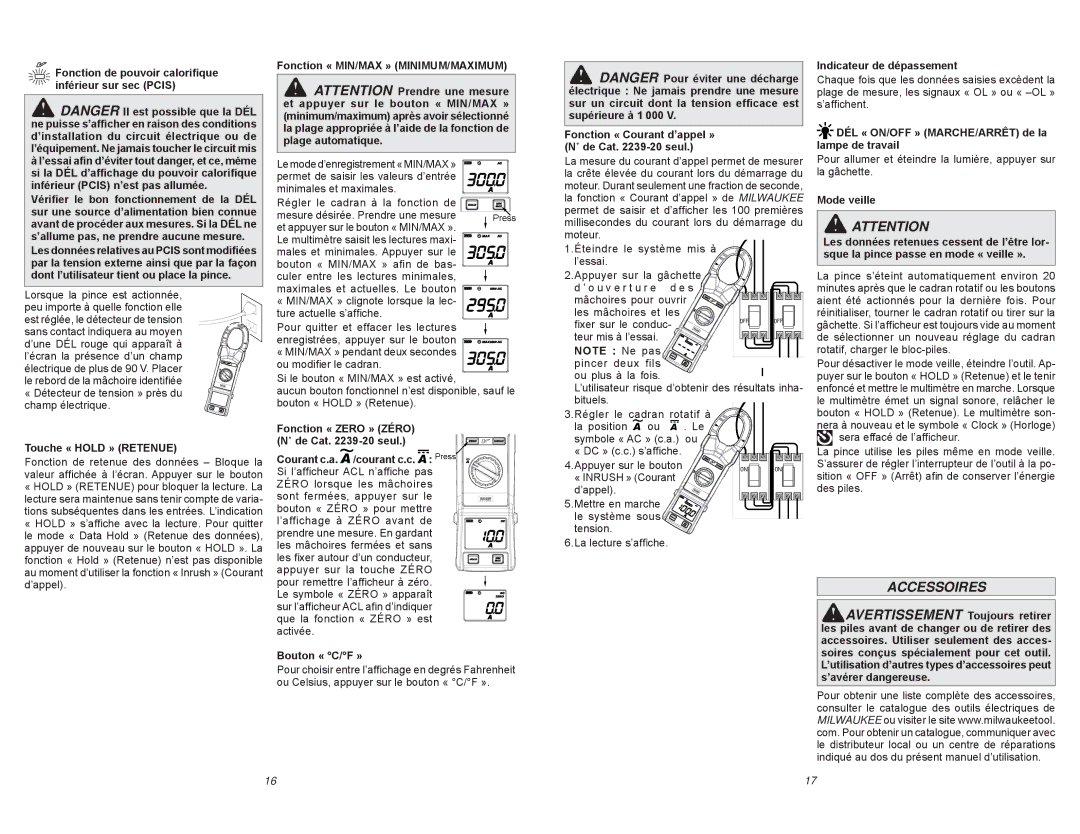 Milwaukee 2238-20, 2239-20 manual Accessoires 