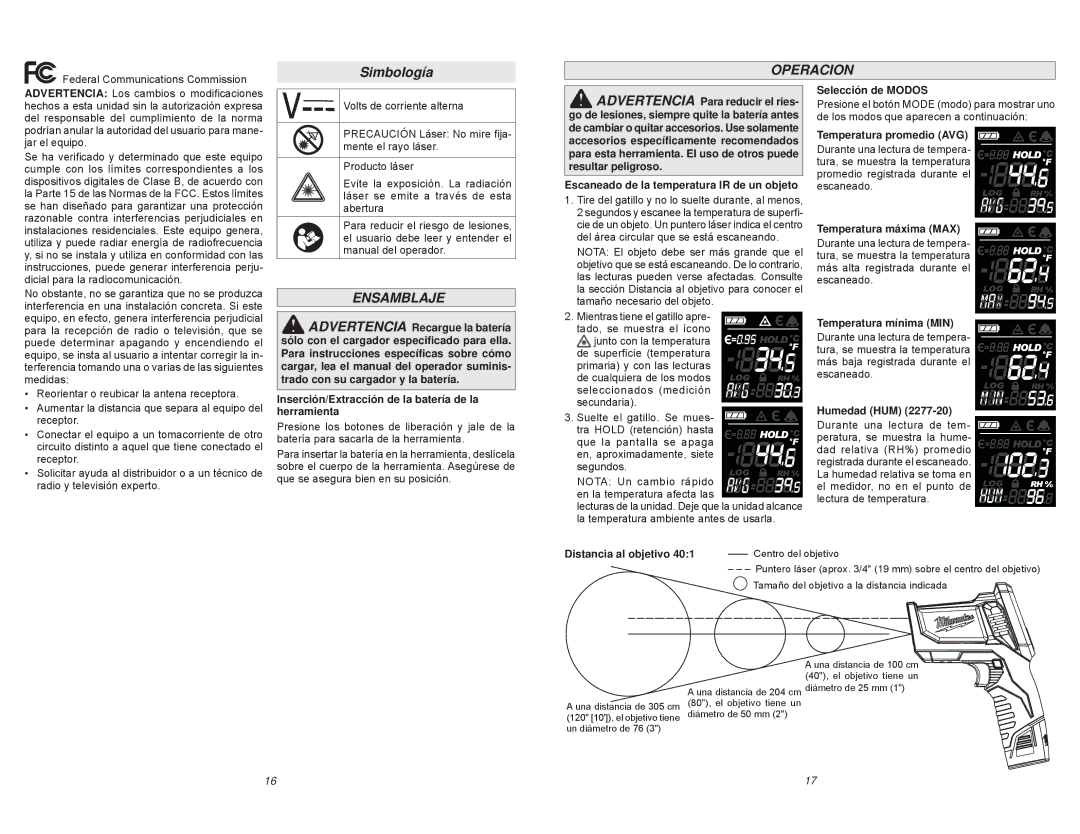 Milwaukee 2277-20, 2276-20 manual Simbología, Operacion, Ensamblaje 