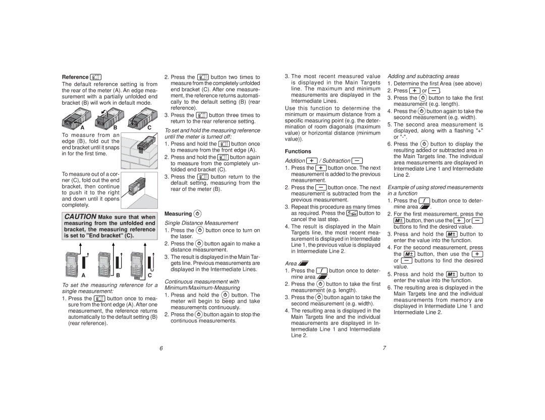 Milwaukee 2280-20 manual Reference, Measuring, Functions 