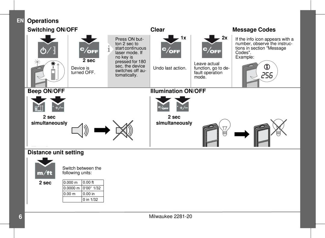 Milwaukee 2281-20 manual EN Operations 