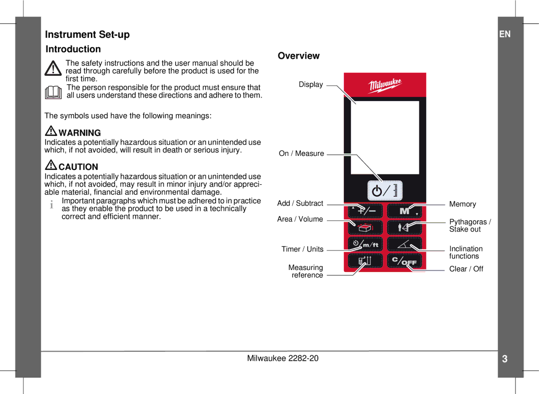 Milwaukee 2282-20 manual Instrument Set-up, Introduction, Overview 