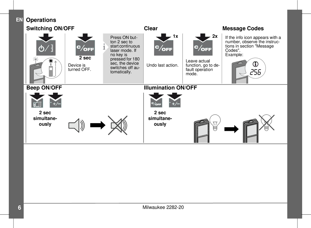 Milwaukee 2282-20 manual EN Operations 