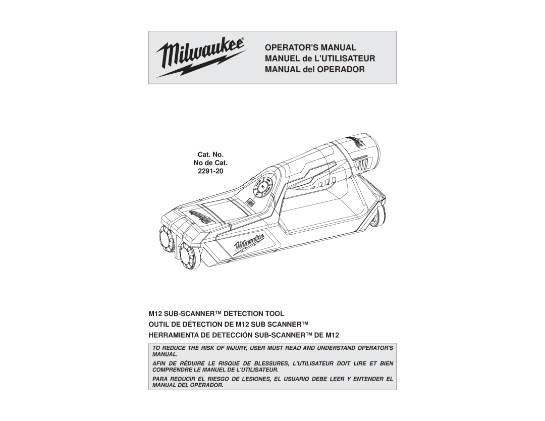 Milwaukee 2291-20 manual Operators Manual 