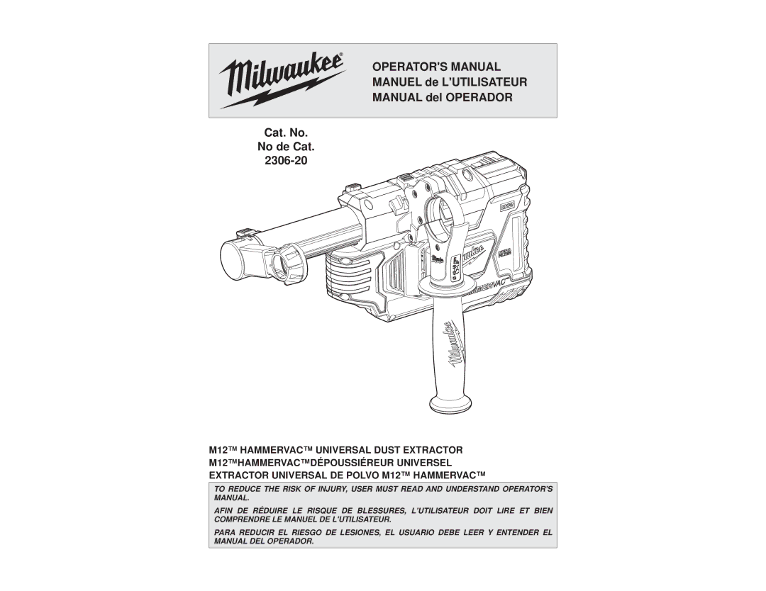 Milwaukee 2306-20 manual Operators Manual 