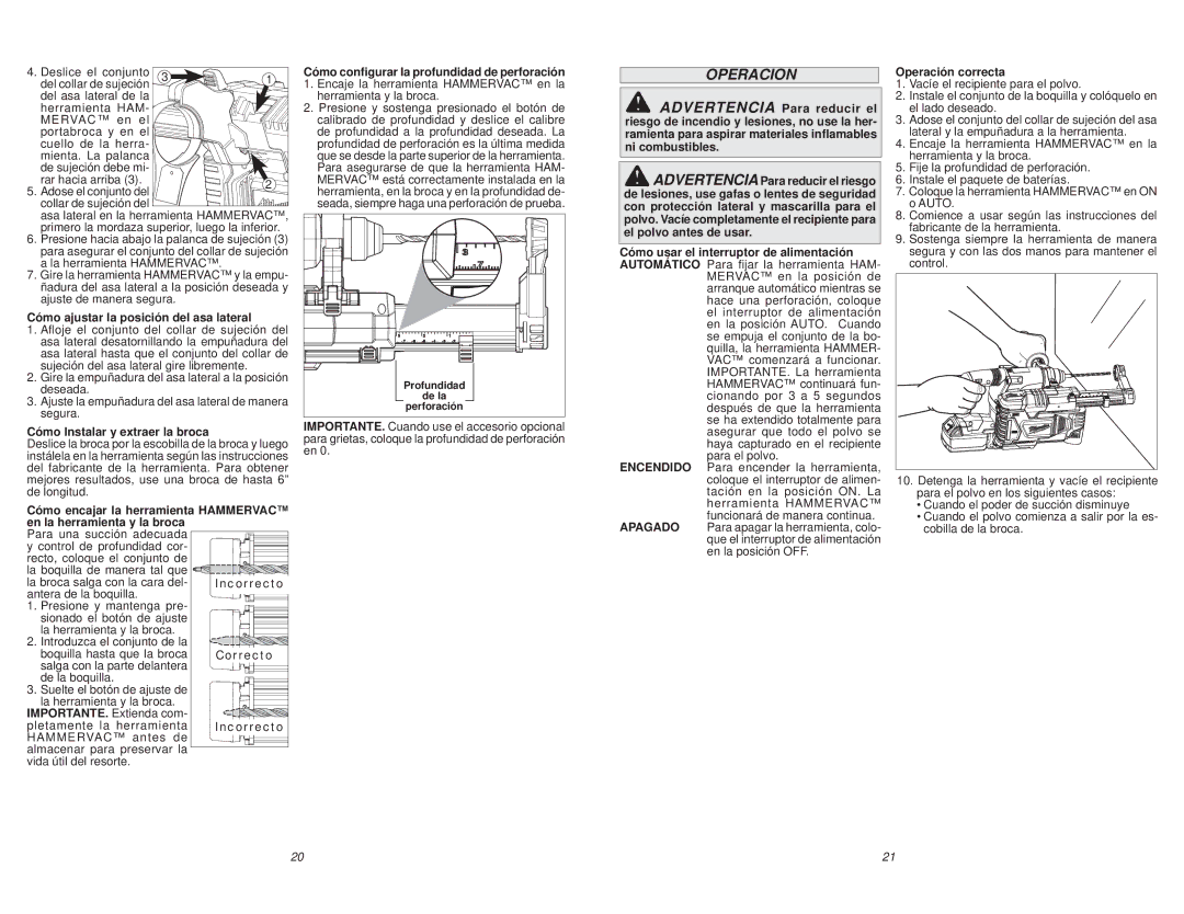 Milwaukee 2306-20 manual Operacion, Cómo ajustar la posición del asa lateral, Cómo Instalar y extraer la broca 