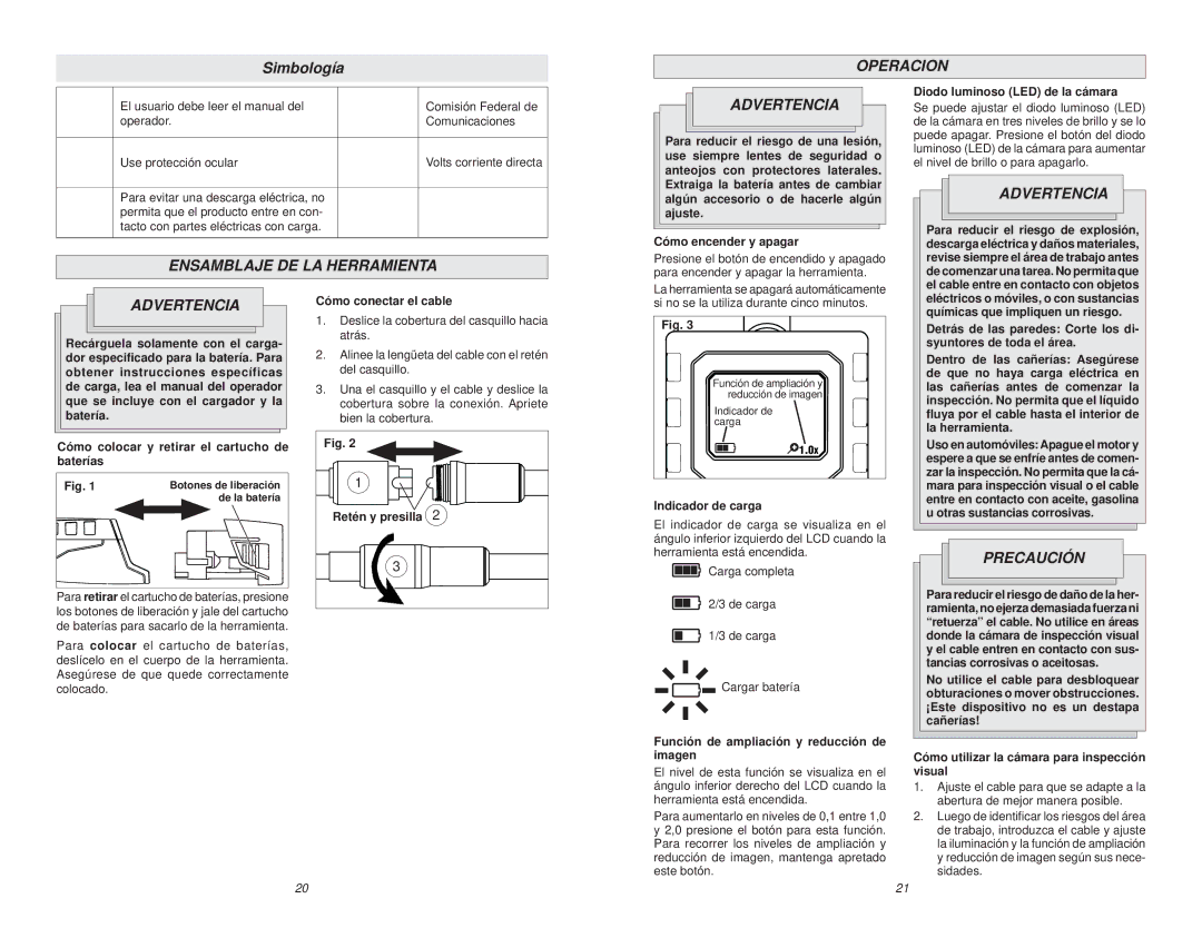 Milwaukee 2310-21P manual Simbología, Operacion, Ensamblaje DE LA Herramienta Advertencia, Precaución 