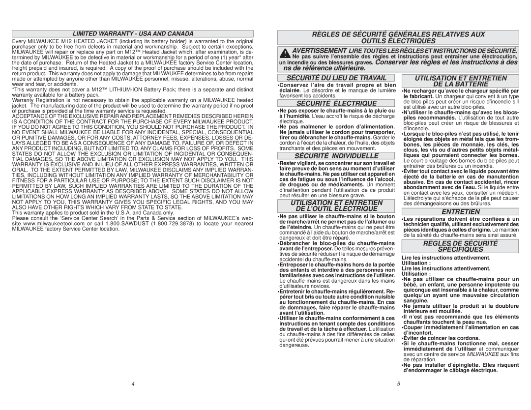 Milwaukee 2321-20, 2322-20 manual Sécurité DU Lieu DE Travail, Sécurité Électrique, Sécurité Individuelle, Entretien 