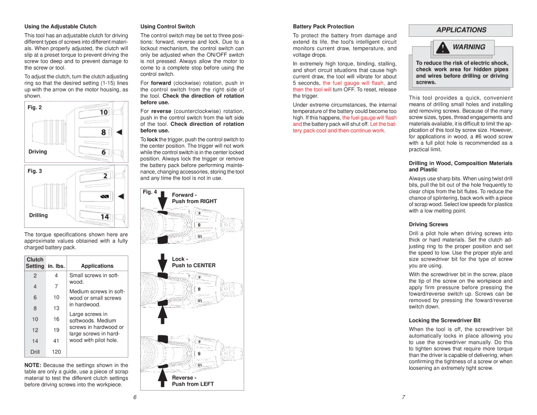 Milwaukee 2401-20 manual Applications 