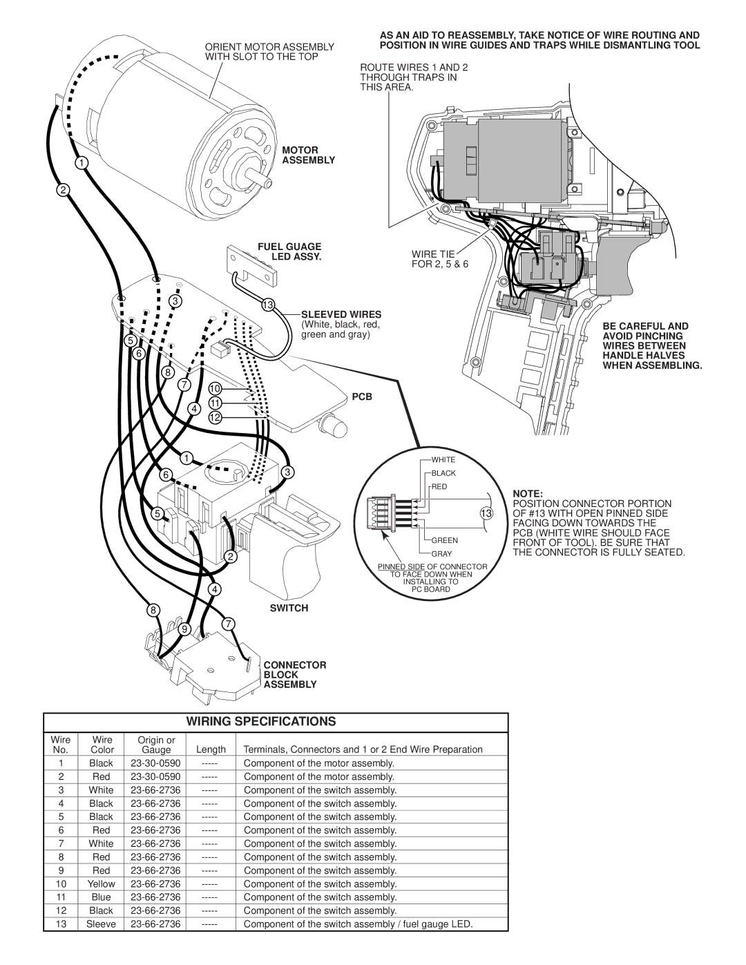 Milwaukee 2410-20 manual Wiring Specifications 