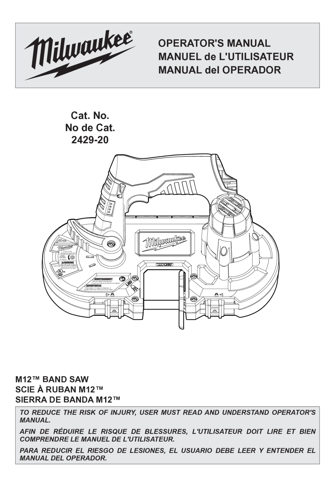 Milwaukee 2429-20 manual Operators Manual 