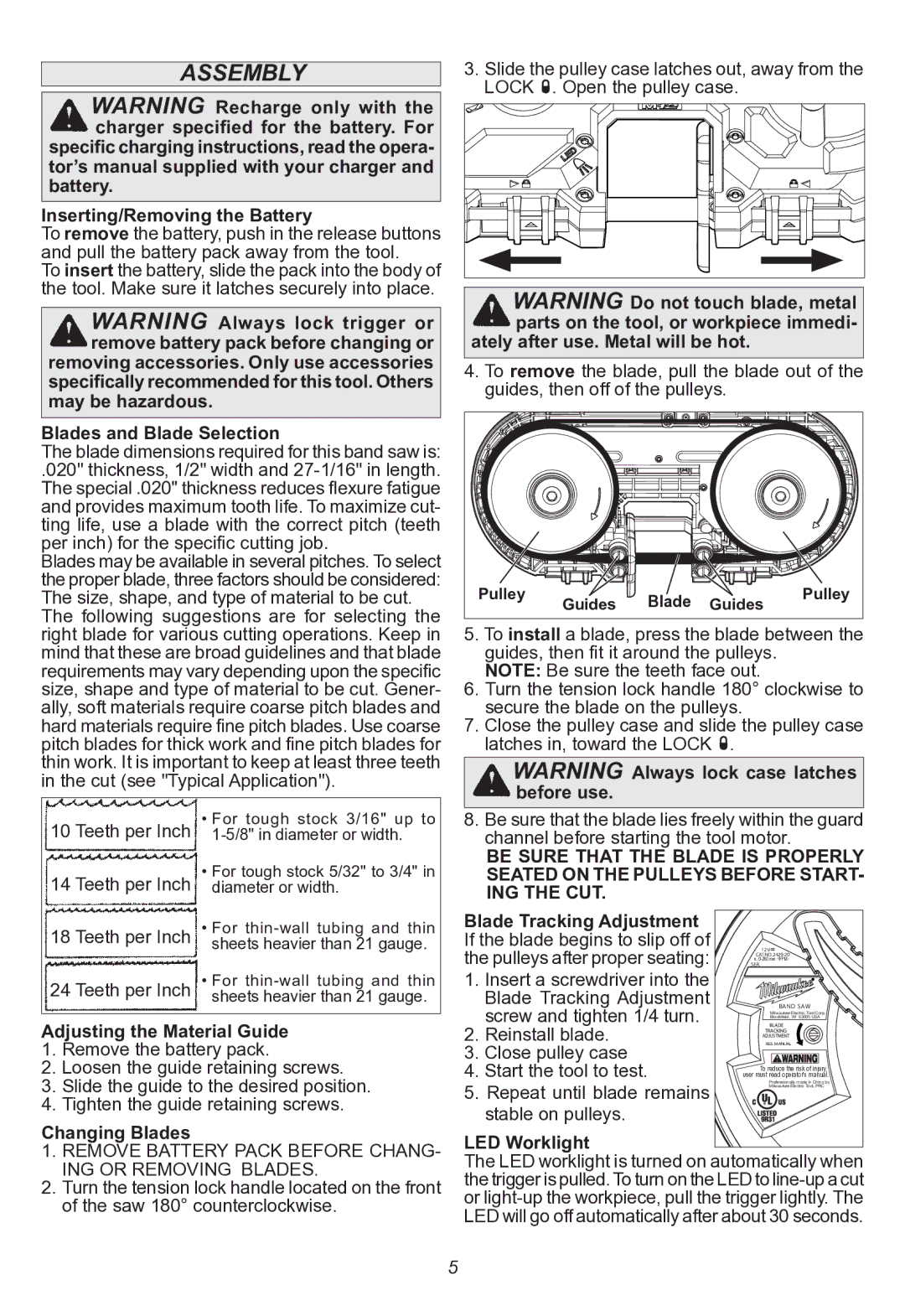 Milwaukee 2429-20 manual Assembly 