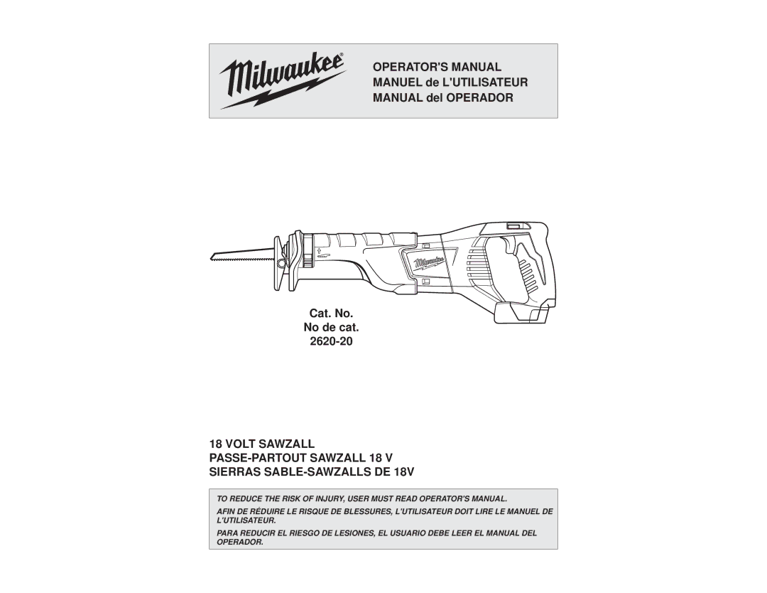 Milwaukee 2620-20 manual Operators Manual 