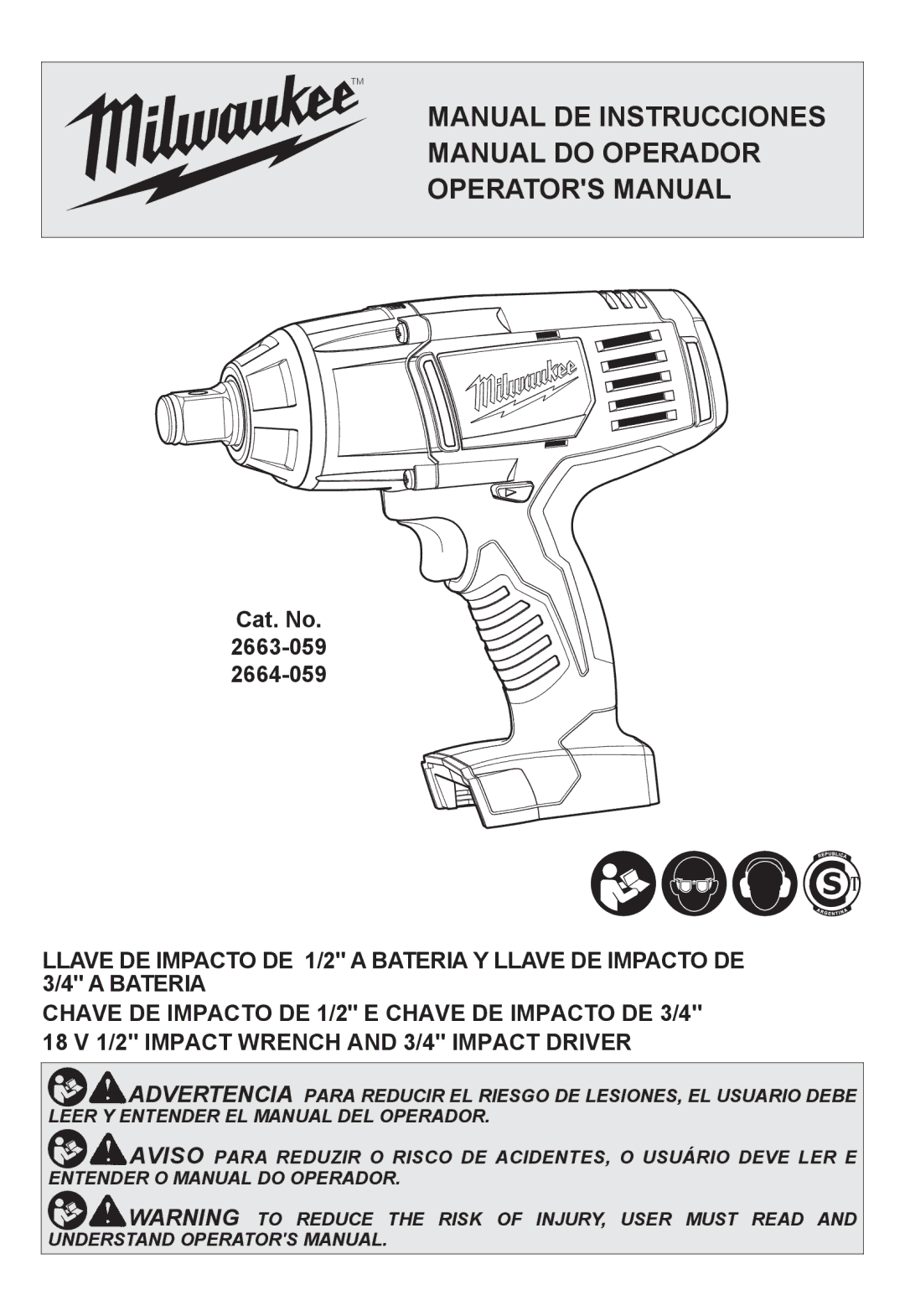 Milwaukee 2664-059, 2663-059 manual Manual DE Instrucciones 