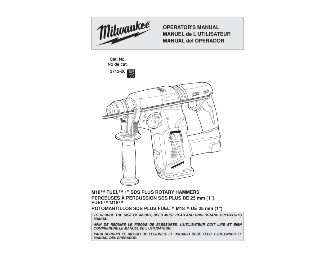 Milwaukee 2712-20 manual Operators Manual 