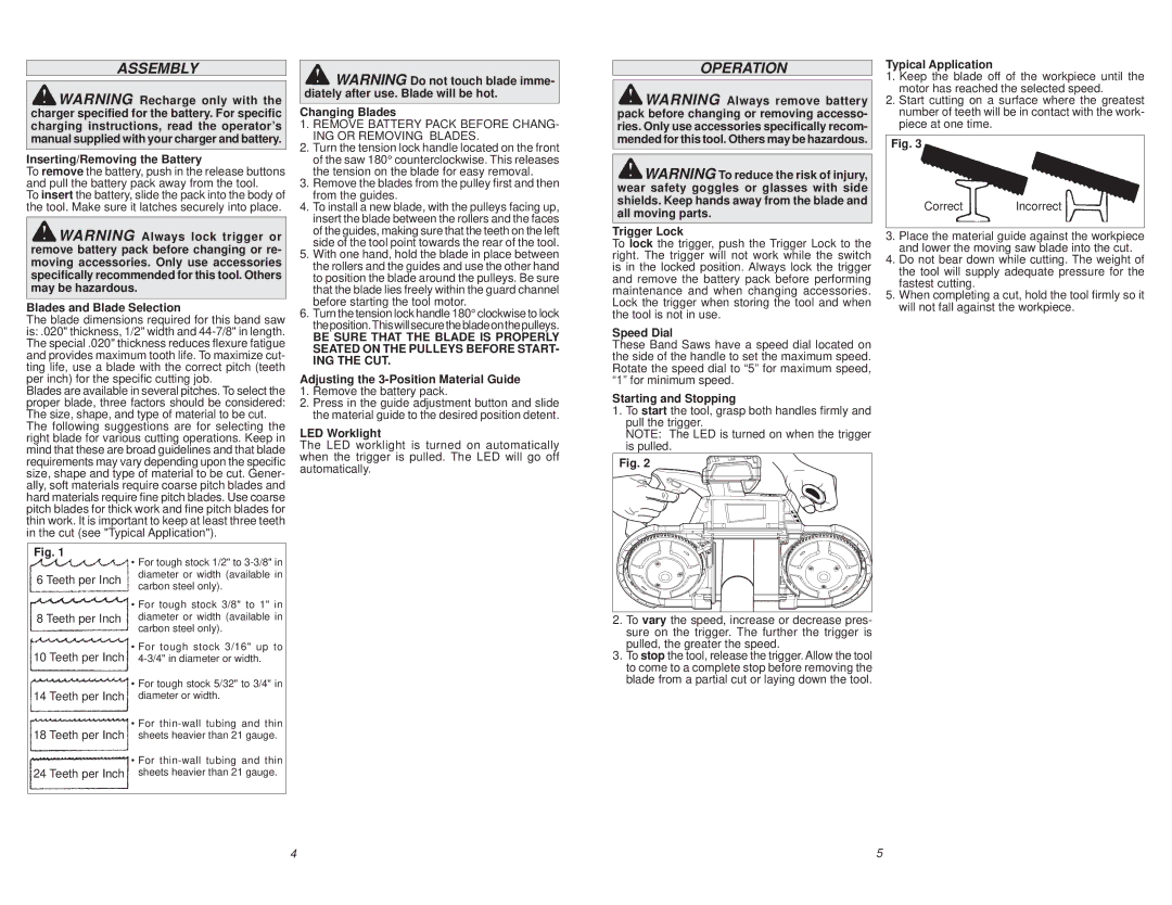 Milwaukee 2729-20 manual Assembly, Operation 