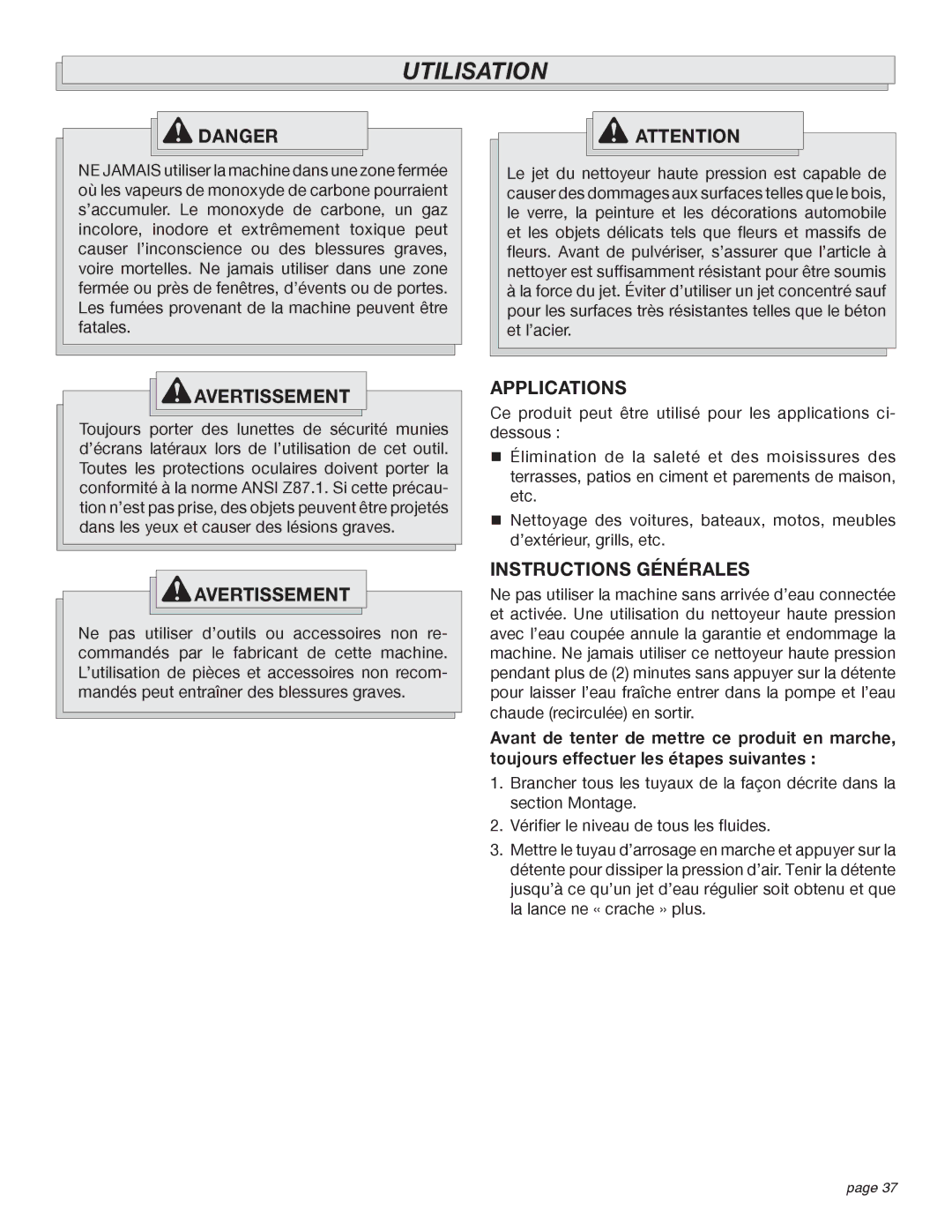 Milwaukee 4555-22 manual Utilisation, Instructions Générales 