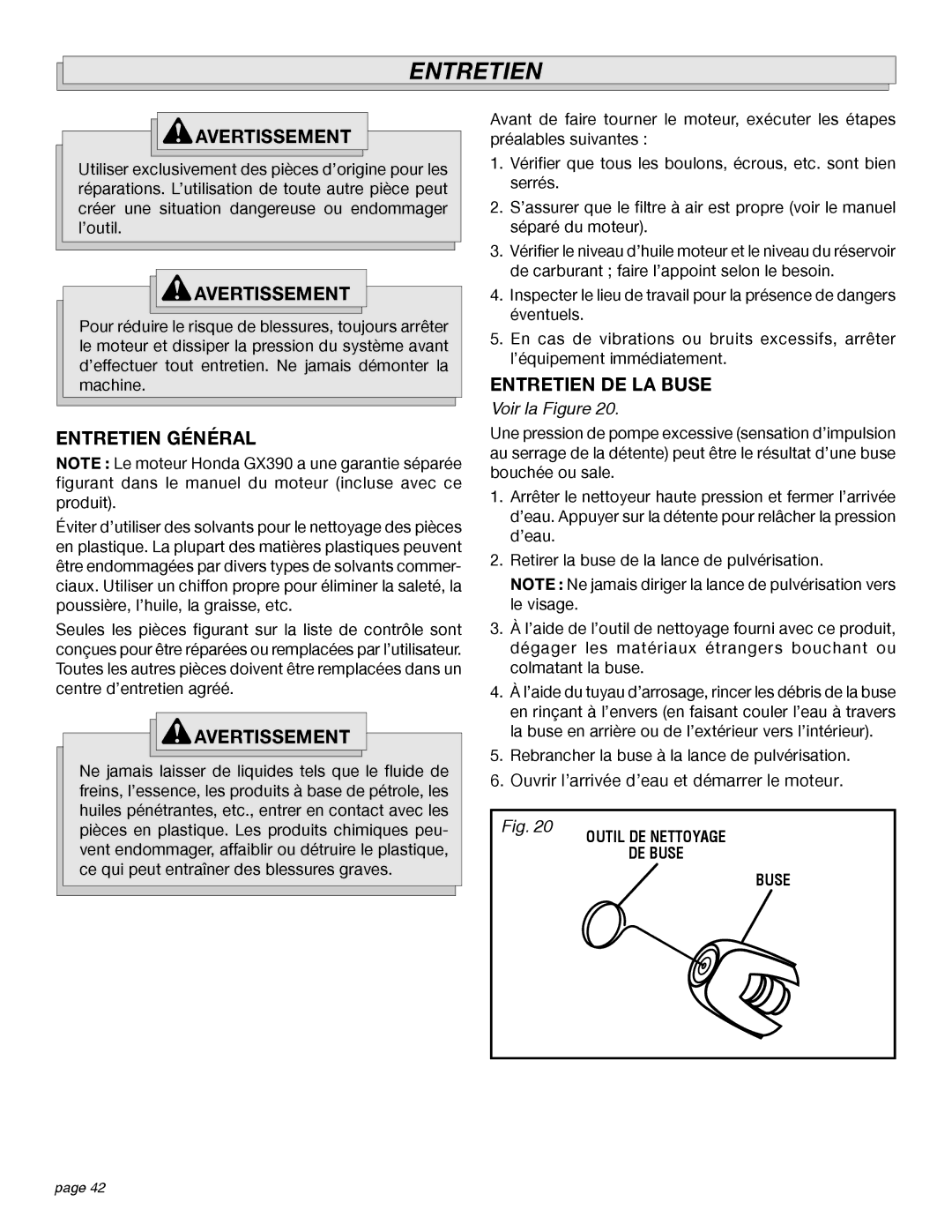 Milwaukee 4555-22 manual Entretien Général, Entretien DE LA Buse 