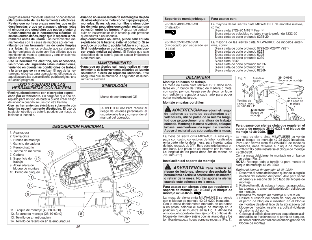 Milwaukee 48-08-0260 manual Mantenimiento, Delantera, USO Y Cuidado DE LAS Herramientas CON Batería, Simbología 