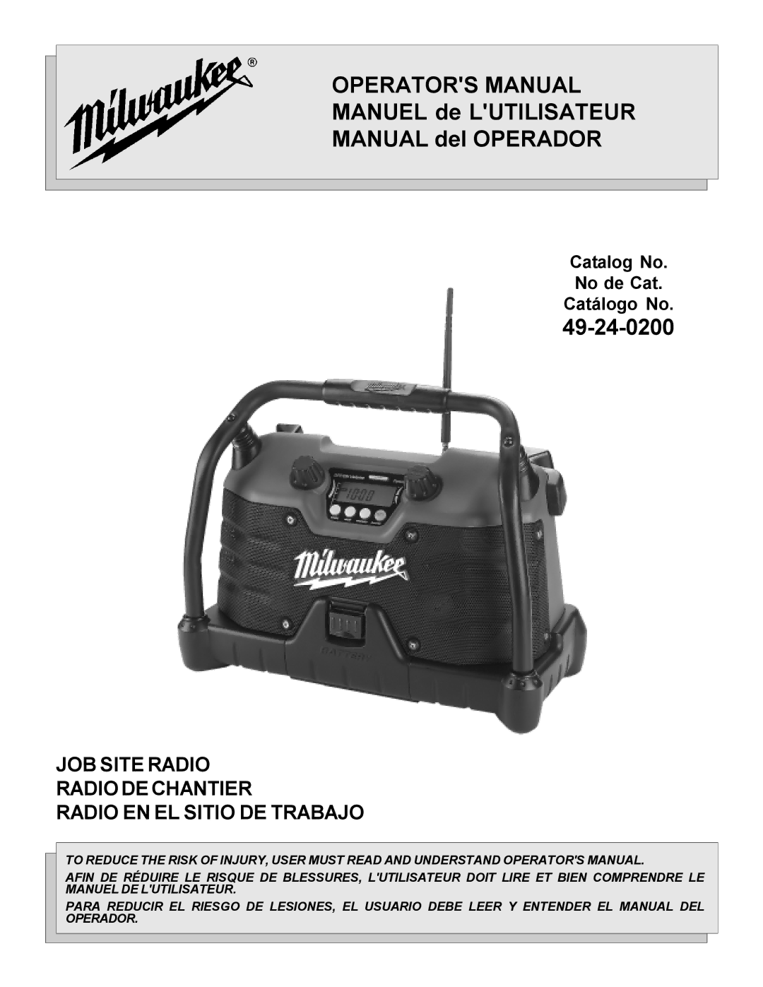 Milwaukee 49-24-0200 manual Operators Manual 