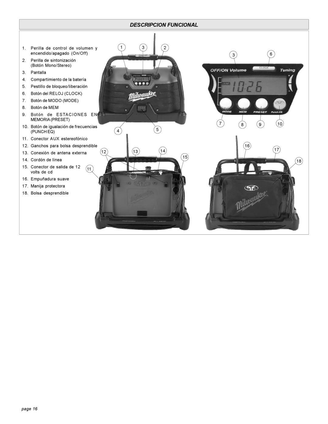 Milwaukee 49-24-0200 manual Descripcion Funcional, Punch EQ 