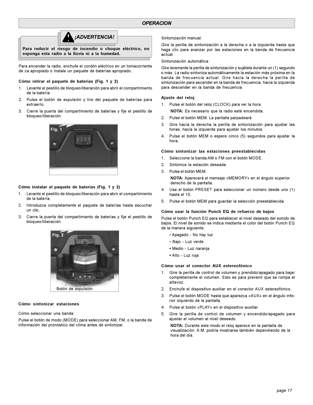 Milwaukee 49-24-0200 manual Operacion ¡ADVERTENCIA 