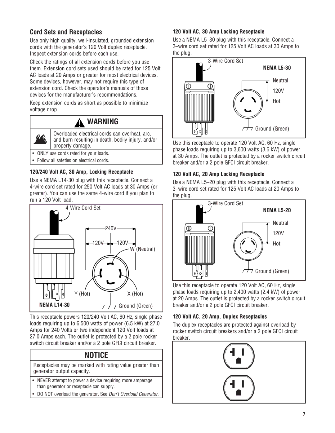 Milwaukee 4960-24, 4970-24 manuel dutilisation Cord Sets and Receptacles 