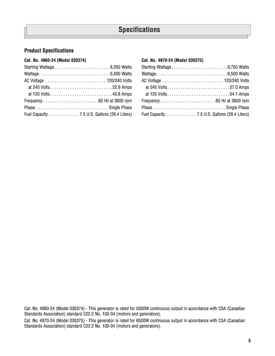 Milwaukee 4960-24, 4970-24 manuel dutilisation Product Specifications 