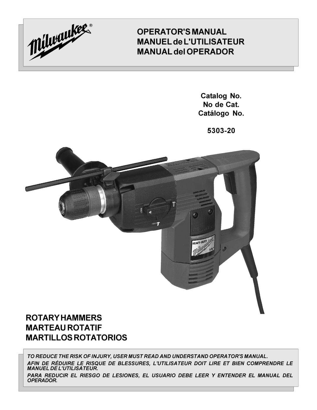 Milwaukee 5303-20 manual Operators Manual 