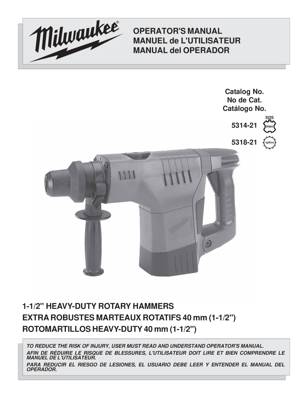 Milwaukee 5314-21 manual HEAVY-DUTY Rotary Hammers 