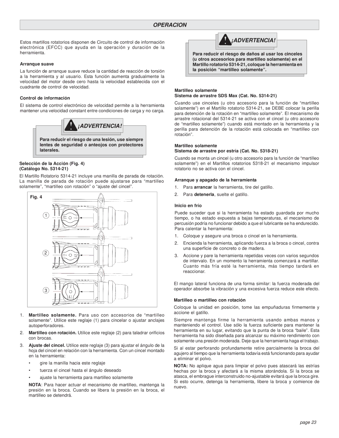 Milwaukee 5314-21 manual Operacion 