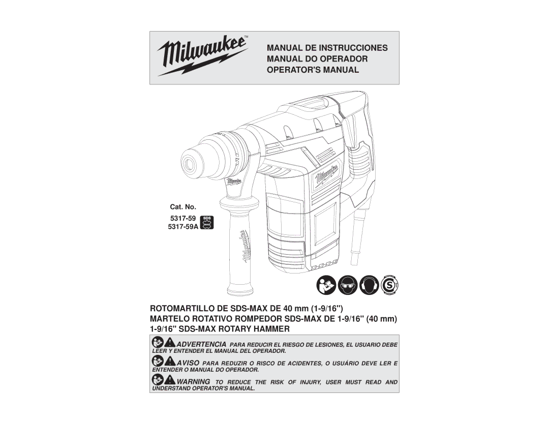 Milwaukee 5317-59A manual Manual DE Instrucciones Manual do Operador Operators Manual 